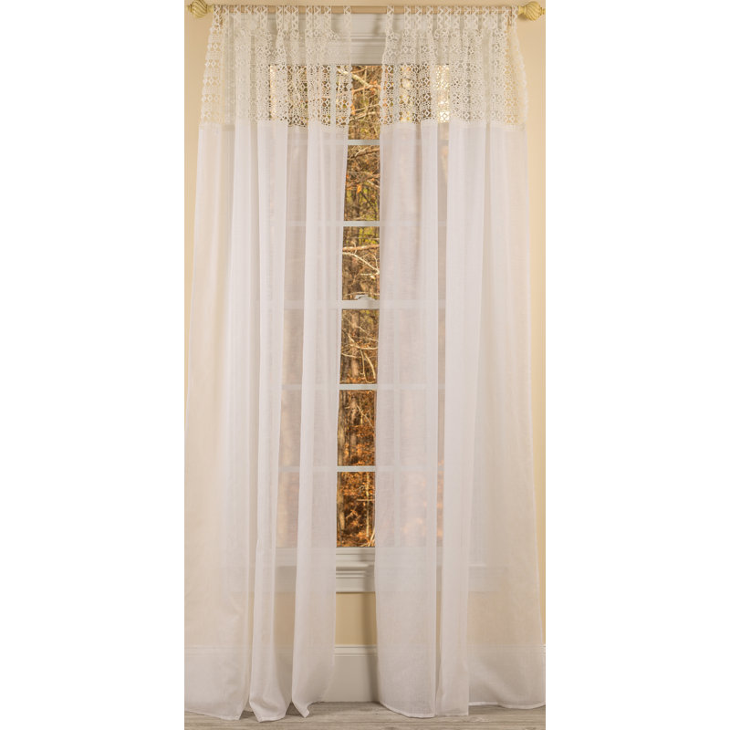 Panneau de rideau simple diaphane avec passe-tringle Shirl, l 52 po x L 120 po, Blanc