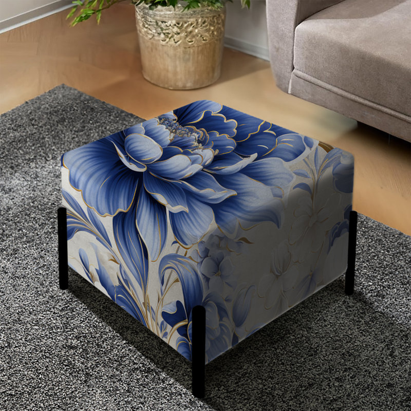 Motif victorien bleu complexe victorien - repose-pieds carré floral