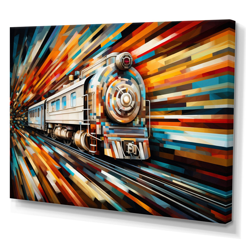 Abstract Train Geometric Express I - Transportation Wall Decor, Toile tendue, H 12 po x l 20 po x P 1 po