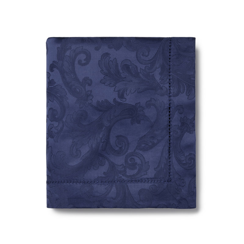 Acanthus Handmade Floral Tablecloth, 162" L x 70" W, Sapphire