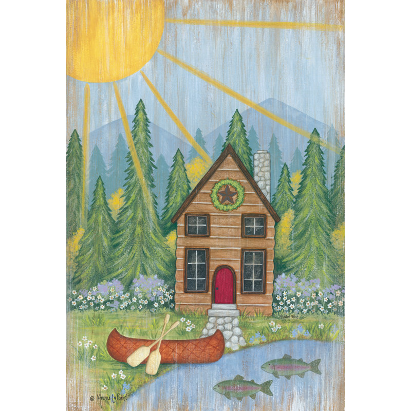 Cabane dans les bois - impression, Non, H 18 po x l 12 po, Toile tendue