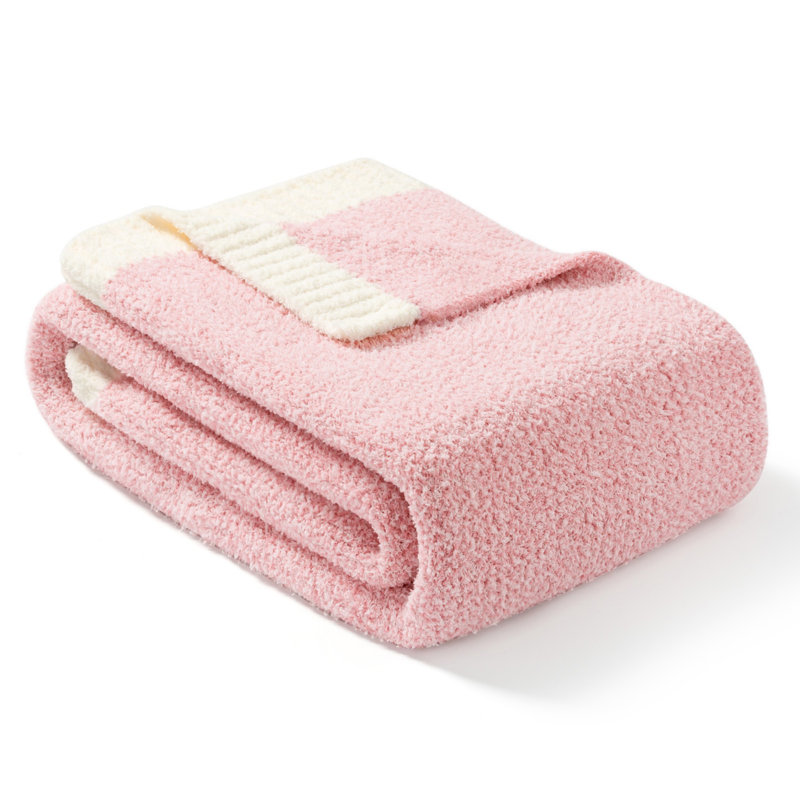  Jeté tricoté réversible Heather Knit, L 60 po x l 50 po, Rose chiné