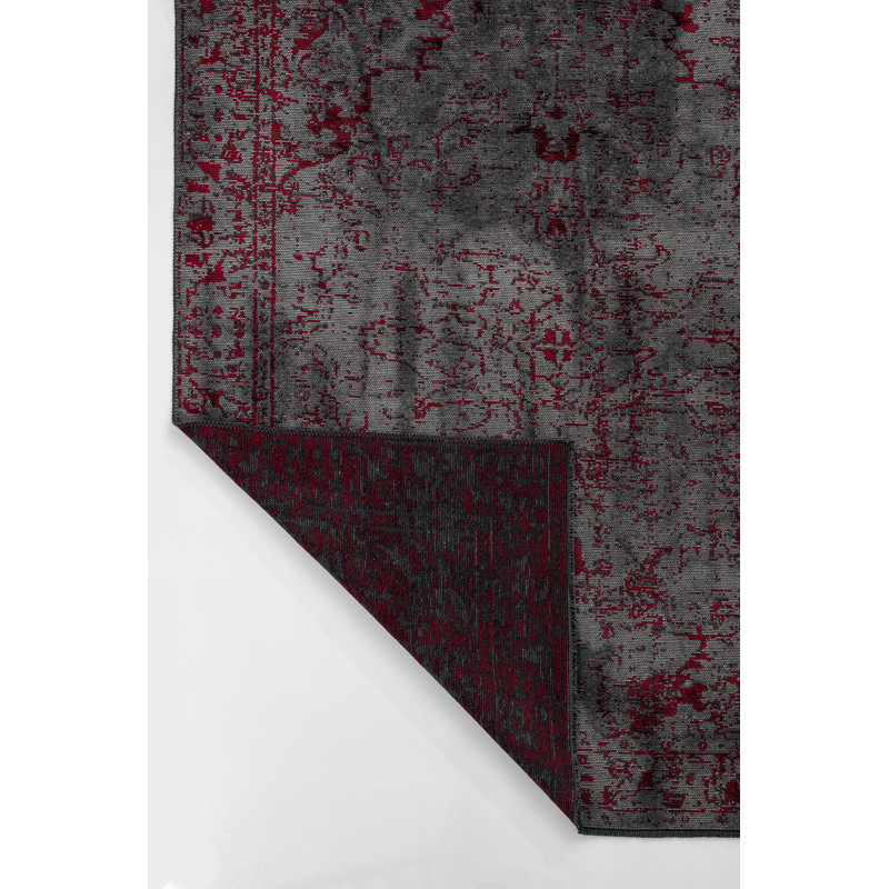 Gray/Red Oriental Luxury Area Rug, Rectangle 7'10" x 11'2"
