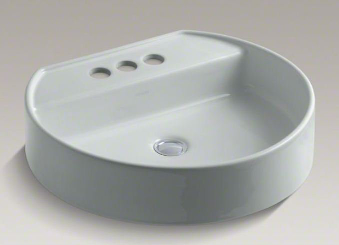 Chord Wading Pool Vessel Bathroom Sink, White, 4" Centers