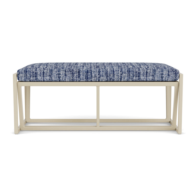 Summit Outdoor Dining Bench, Linen, Visions Cobalt