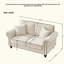 Canapé moderne à 2 places avec accoudoirs roulés, canapé rembourré en chenille avec pieds en bois et garniture cloutée pour salon, appartement-121069050