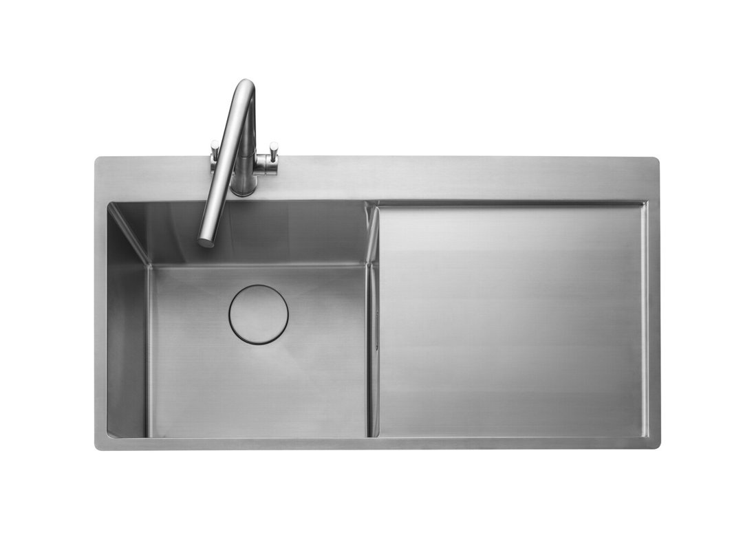 Rangemaster Sink & Taps 500mm W Single Bowl Stainless Steel Drop-In Kitchen Sink with 1 Faucet Hole