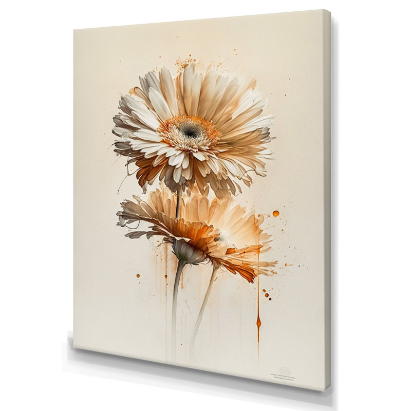 " Orange Gerbera Flower III ", 32" H x 24" W x 1" D, Wrapped Canvas