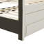 Lit plateforme double tapissier avec lit gigogne simple et 3 tiroirs, tissu en lin-1068756683