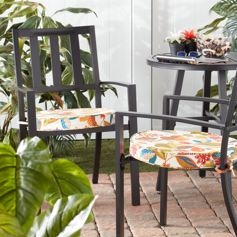 Outdoor Round Dining Chair Seat Pad, Esprit Floral