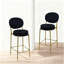 Ensemble de 2 tabourets de bar modernes en velours avec pieds en métal dorés et tabourets de comptoir ronds pour îlot de cuisine, bar personnel (noir)-205734290