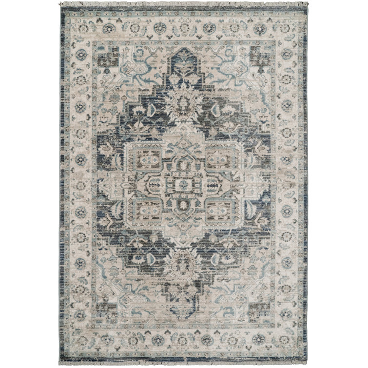 Tapis bleu foncé/crème Omarion