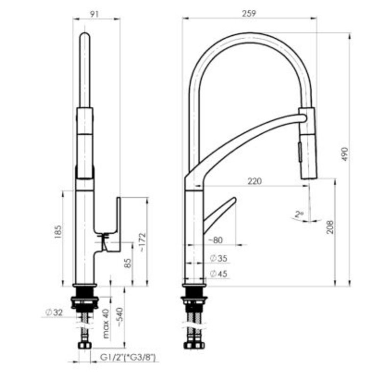 Ivy Bronx Barreau Pull Down Kitchen Faucet, Black