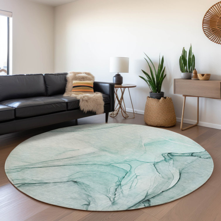 Premium Machine Washable Cerrito AMF502 Teal Rug