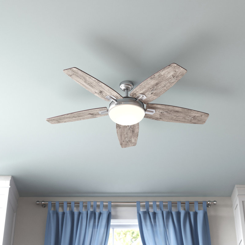Carmel 48" Bowl Ceiling Fan Light Kit with Remote, Pewter with Gray Oak Blades
