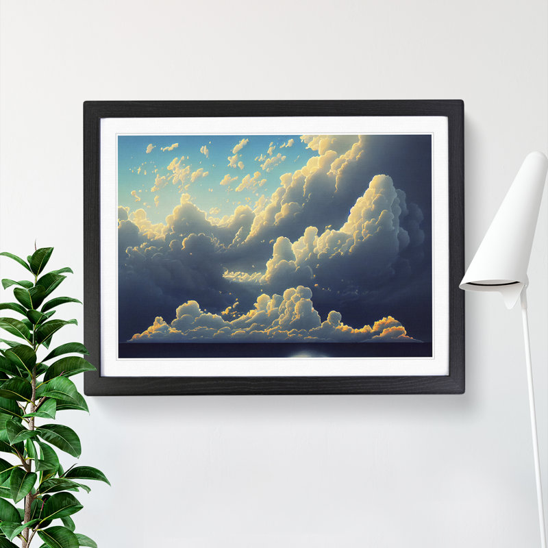 Bright Cloudy Sky - Single Picture Frame Print, Black Framed, 46cm H x 64cm W x 2cm D