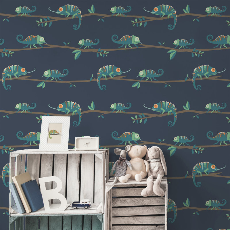 Papier peint Chameleon Family, Blue