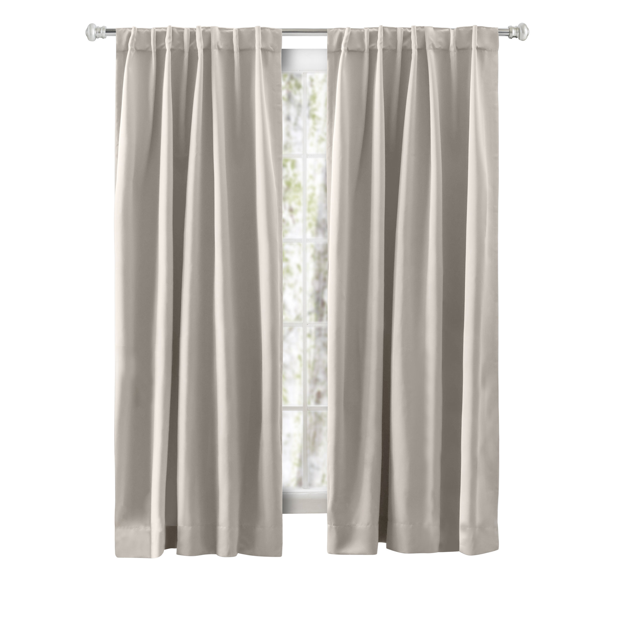 Ardelle Pure Blackout Premium Woven Yarns in a Thermal Rod Pocket w/ Backtabs Curtain Panel, Ivory, 56" W x 72" L