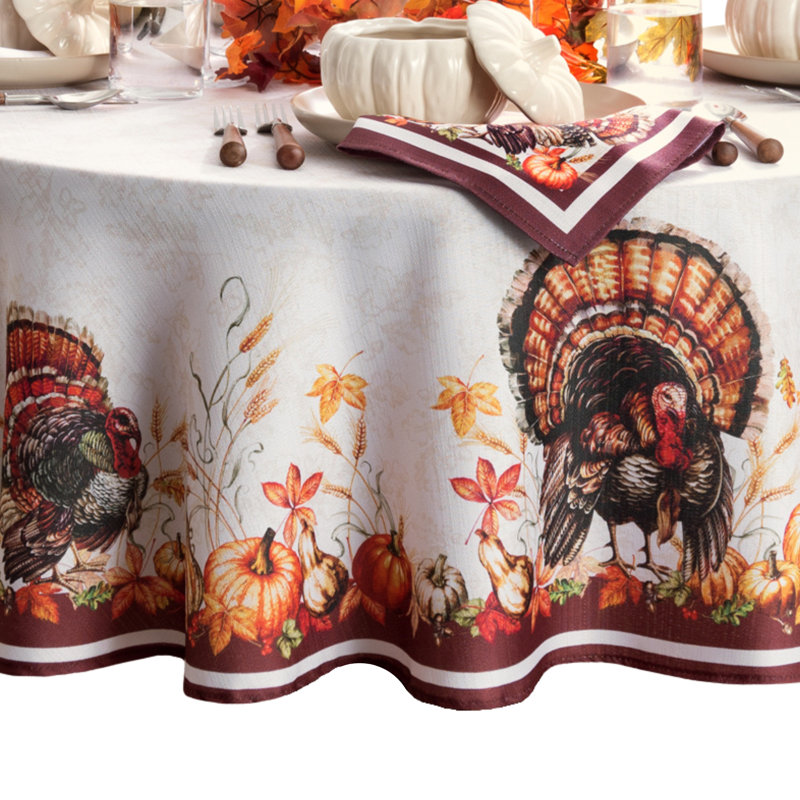 Goldene Turkey Thanksgiving Polyester Tablecloth, 70" x 70"