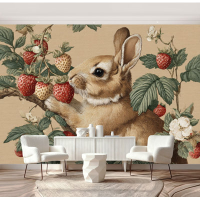 Peel and Stick Wallpaper Vintage Cottagecore Animal Rustic Farmhouse Forest Frog Rat Bunny Wall Murals 69"H x 96"W Removable PVC Wall Paper Self-Adhesive Wall Decor for Bedroom Living Room Home Office