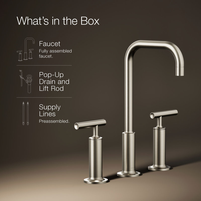 Purist Widespread Bathroom Faucet, Vibrant Brushed Nickel