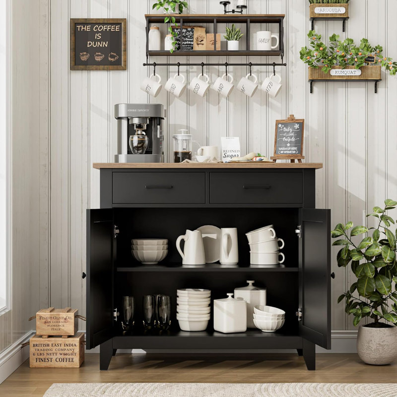 Armoire de rangement moderne avec 2 tiroirs, Noir