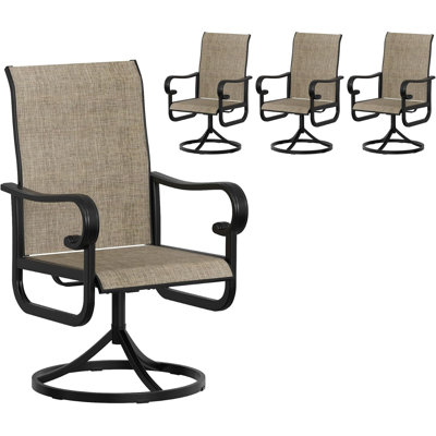 Ensemble de 4 chaises de patio pivotantes à 360 ° pivotant à 15 °, tissu textilène ergonomique à haut dossier, capacité de 450 lb pour la cour, la terrasse et le bord de la piscine