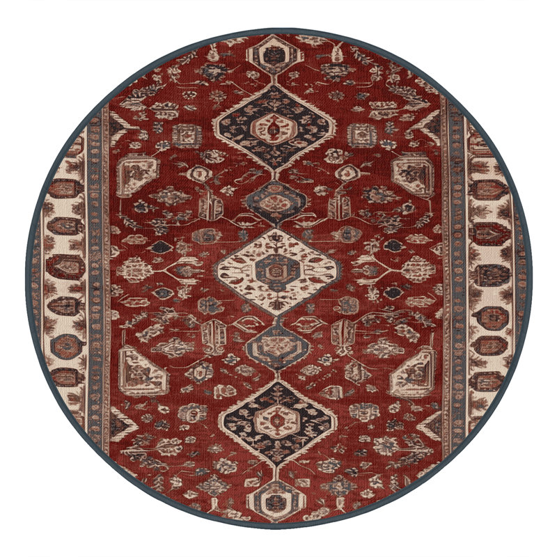 Tapis brun lavable à la machine, Rond 3 pi
