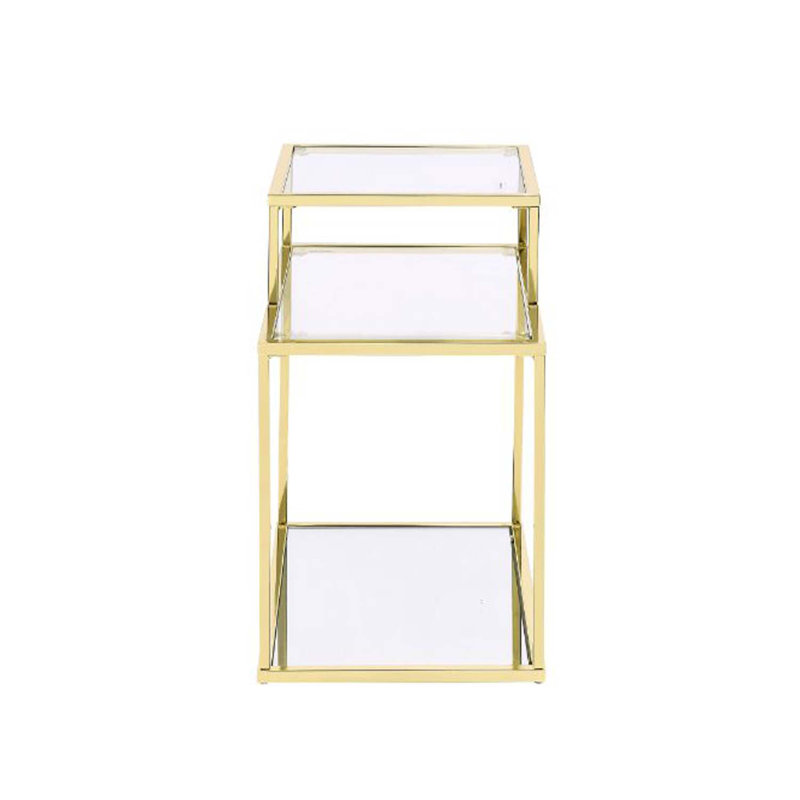 Table d'appoint Uchenna, verre transparent et finition dorée Uchenna