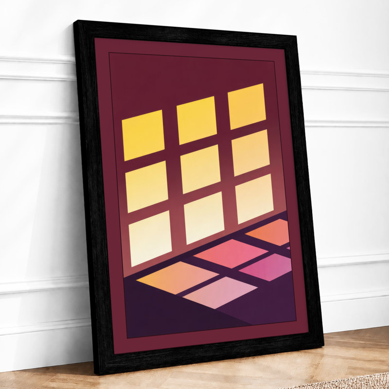 Illuminated Windows At Dusk Geometric - Print, Black, A4 - 29.7 x 21.0 cm