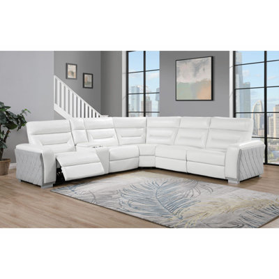 Harvey Modern Style Power Recliner Sleeper Sectional Sofa Made With Wood In Beige (CA Warehouse Inventory)