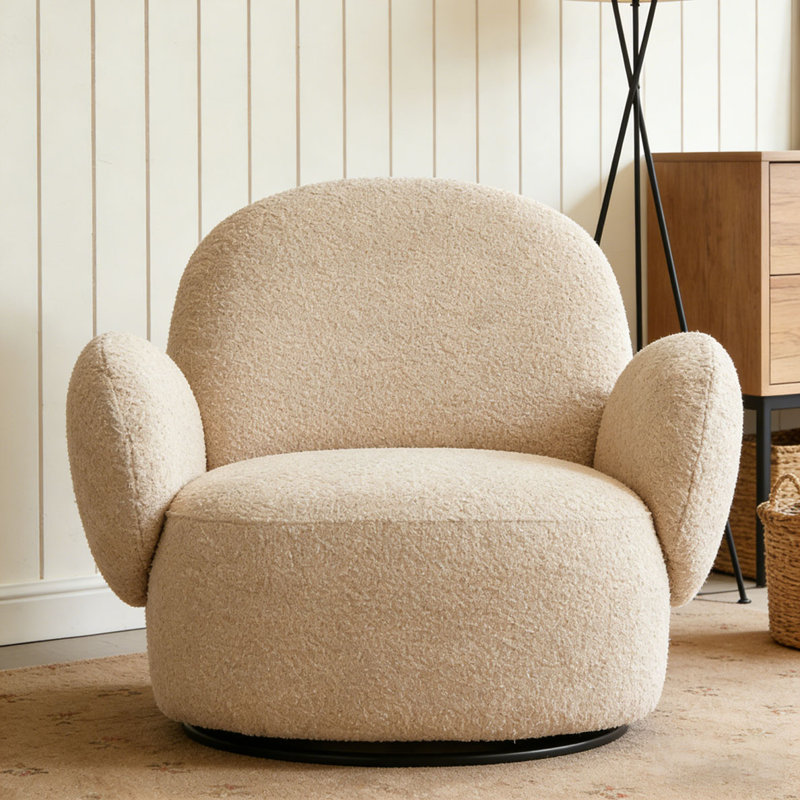 Chaise d'appoint pour le salon avec fonction pivotante, Tissu beige