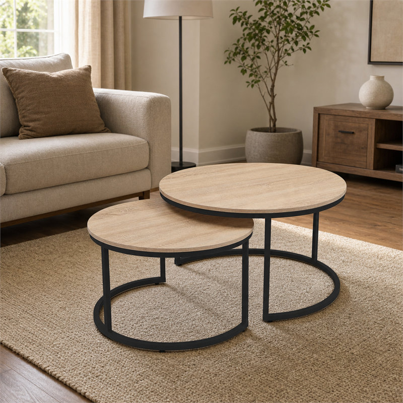 Table basse décorative moderne industrielle en deux pièces 31,5 pouces