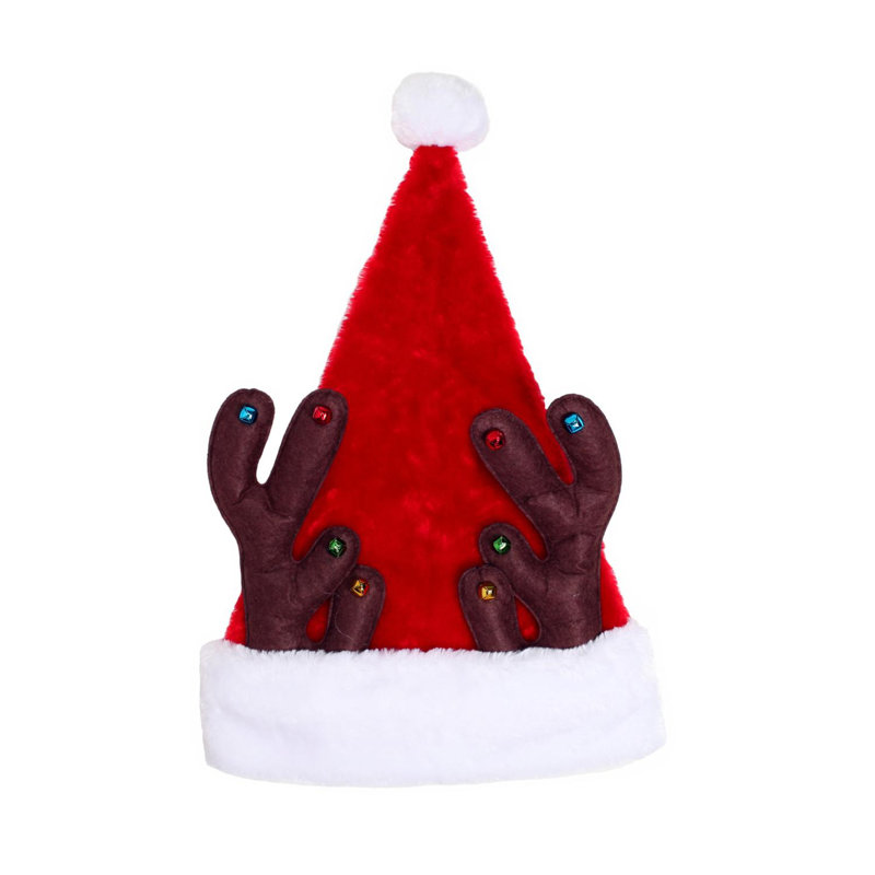 Chapeau de père Noël de 48 po avec bois de Noël rouge et blanc