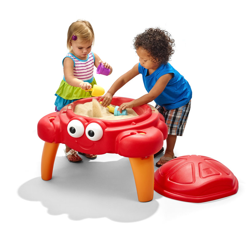 Table d'extérieur avec bac à sable en plastique et couvercle pour tout-petit Crabbie de Step2