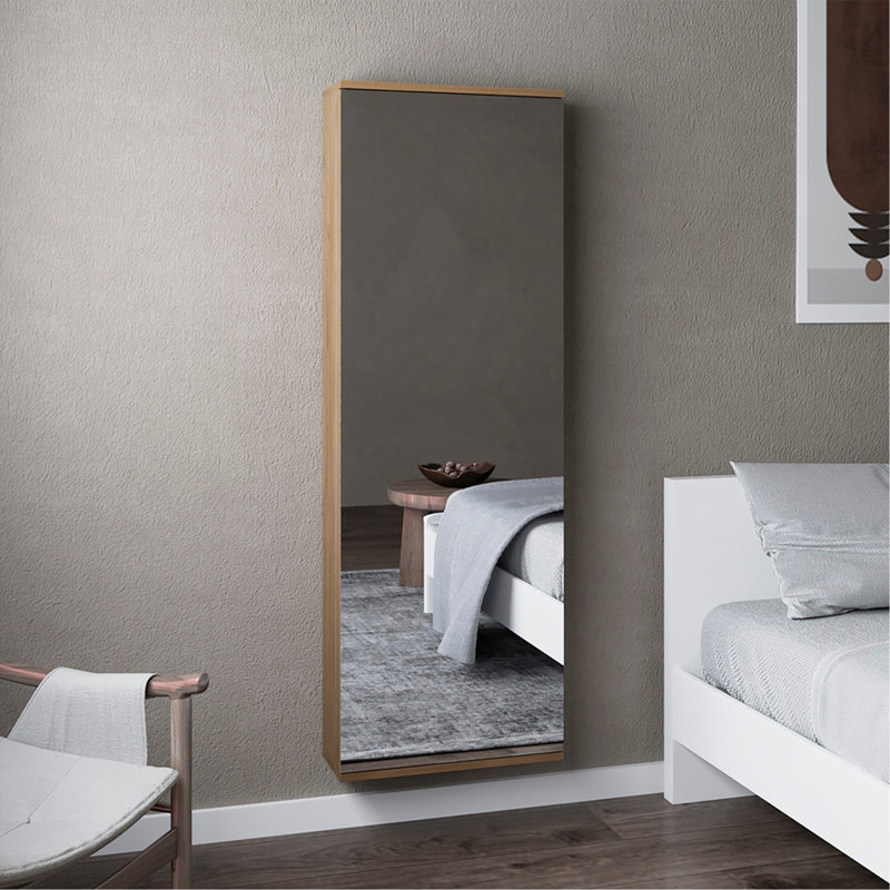 Range-chaussures mural avec miroir, chambre à coucher, Macadamia