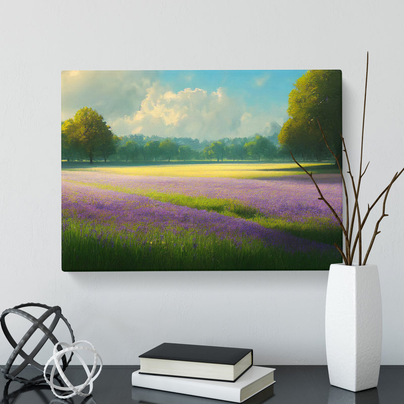Enigmatic Bluebell Field - Wrapped Canvas Painting, 50cm H x 76cm W x 3cm D