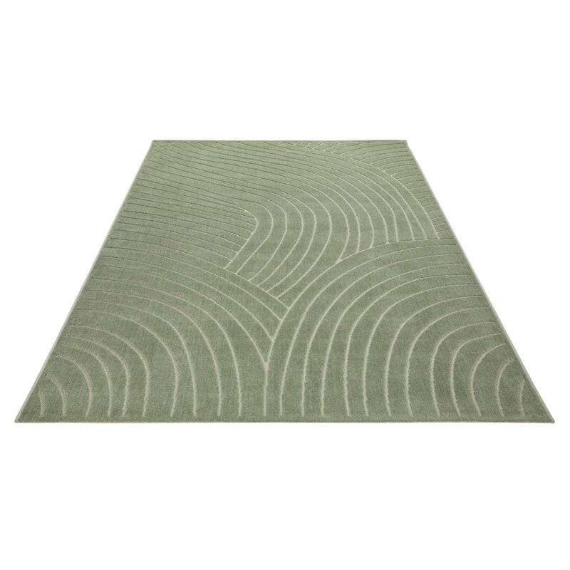 Green Abstract Thick Anti Shed Rug For Bedroom, Dining Room, Stain Resistant Abstract Modern Area Rug, Rectangle 160 x 220 cm