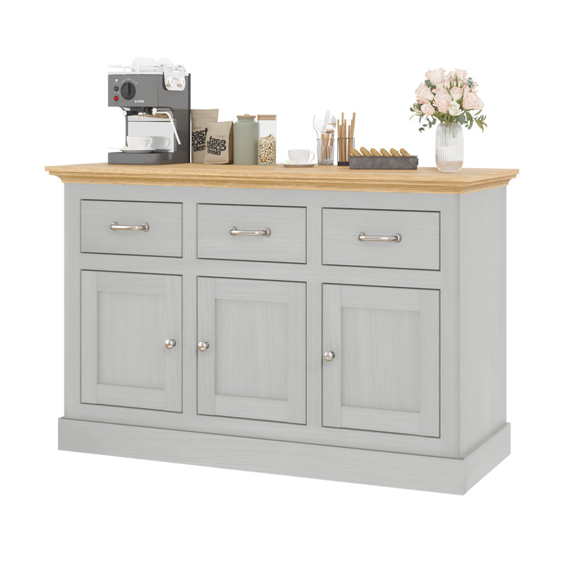 Ivison 47.4'' Wide Modern Sideboard Buffet with 3 Drawers, Adjustable Shelves