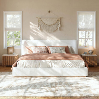 Queen Size Low-Profile Upholstered Platform Bed