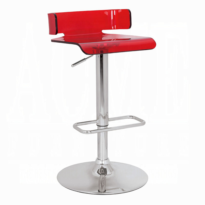 Tabouret de bar réglable en acrylique rouge avec siège pivotant et finition chromée pour les cuisines modernes | Idée de cadeau
