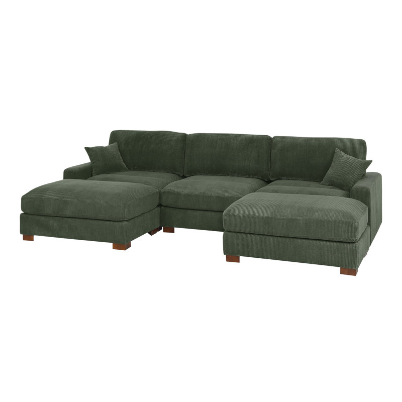 Canapé-lit modulaire 6 pièces, H 34 po x l 122 po x P 67,5 po, Vert