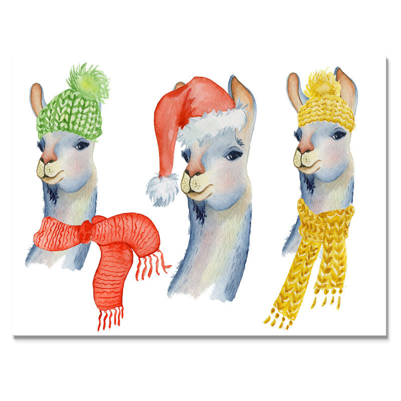 «Christmas Lama Ready For Santa», reproduction sur toile flottante, H 16 po x l 32 po x P 1 po, Toile tendue