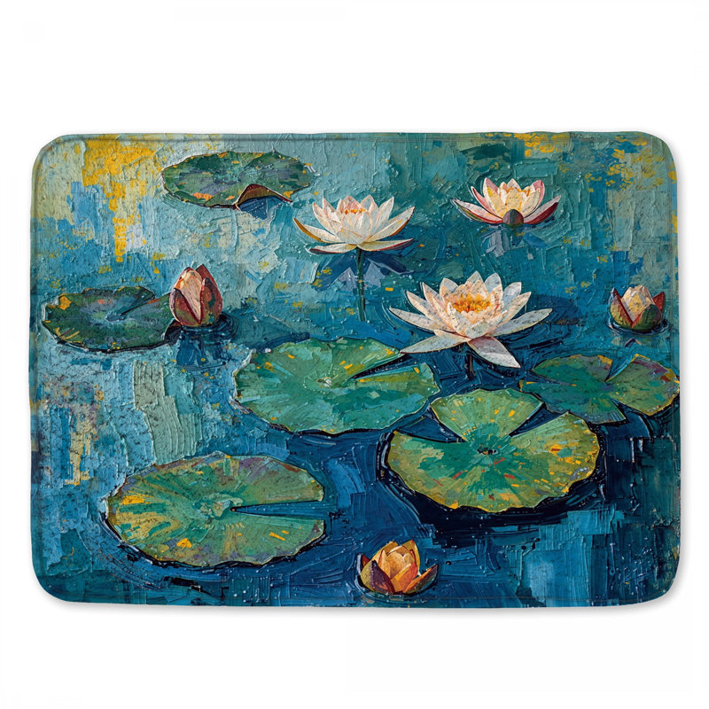 Tapis de bain lis avec nénuphars, 34in W x 21in L