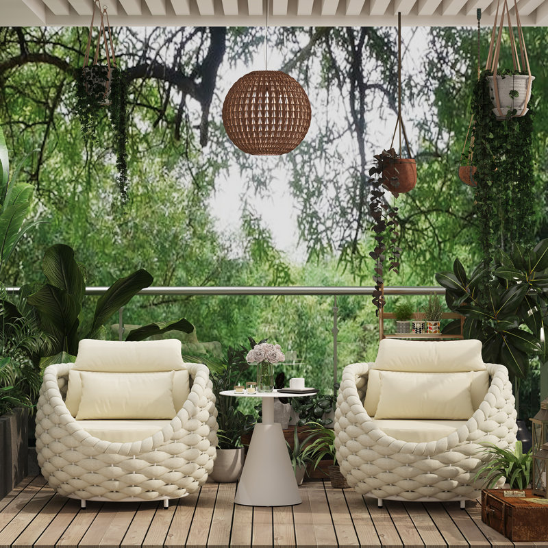 3 Set 2 Person Outdoor Lounge Chairs With Coffee Table