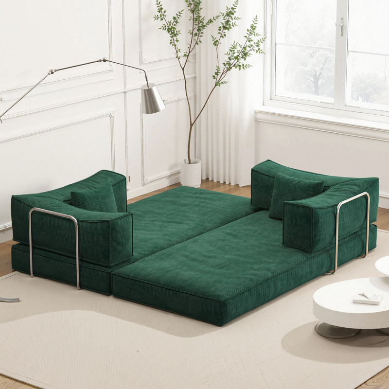 78,8 pouces convertible modulaire à 4 places, lit sur pied au sol avec confortable, amovible, profondeur d'assise de 70 cm, formes variées, velours côtelé lavable, 3 cadres à haute résistance, configuration de type L