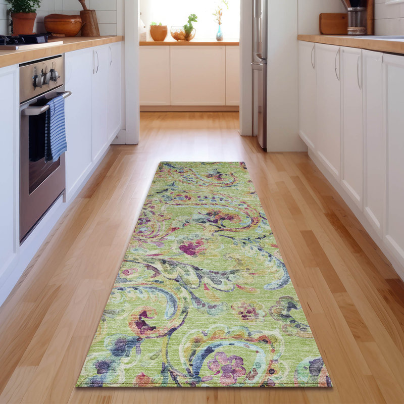 Premium Machine Washable Prisco Aloe Rug, Runner 2'3" x 7'6"