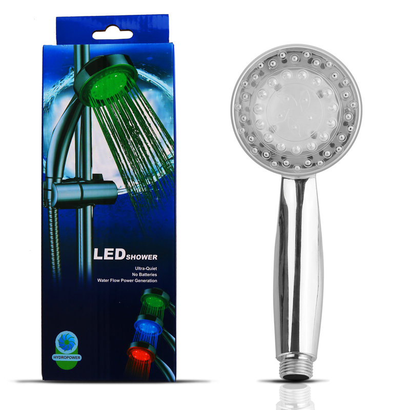 LED Handheld Shower Head Color-Changing Automatically Hydropower without Batteries