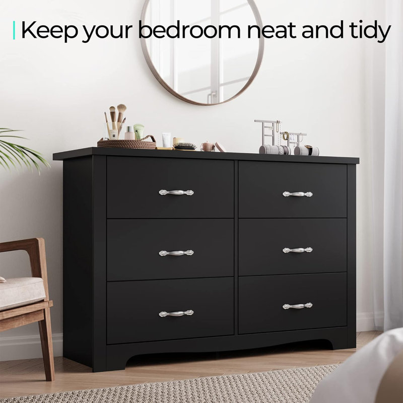 Qwin 6 - Drawer Dresser, Black