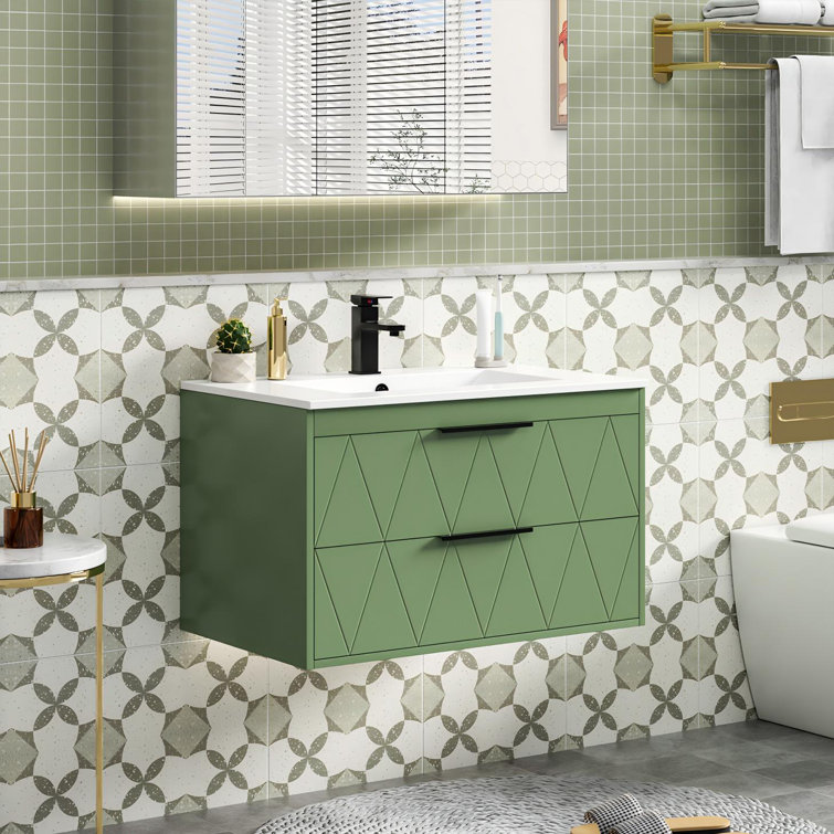 Arv 30" Wall Mount Single Bathroom Vanity Set with Ceramic Sink Top, Water Saving Faucet
